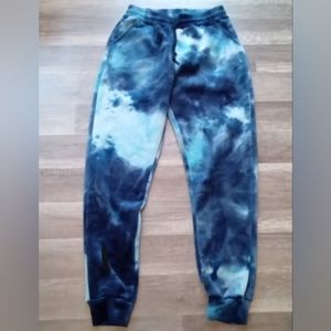 Blue tie dye velvet fleece lined joggers